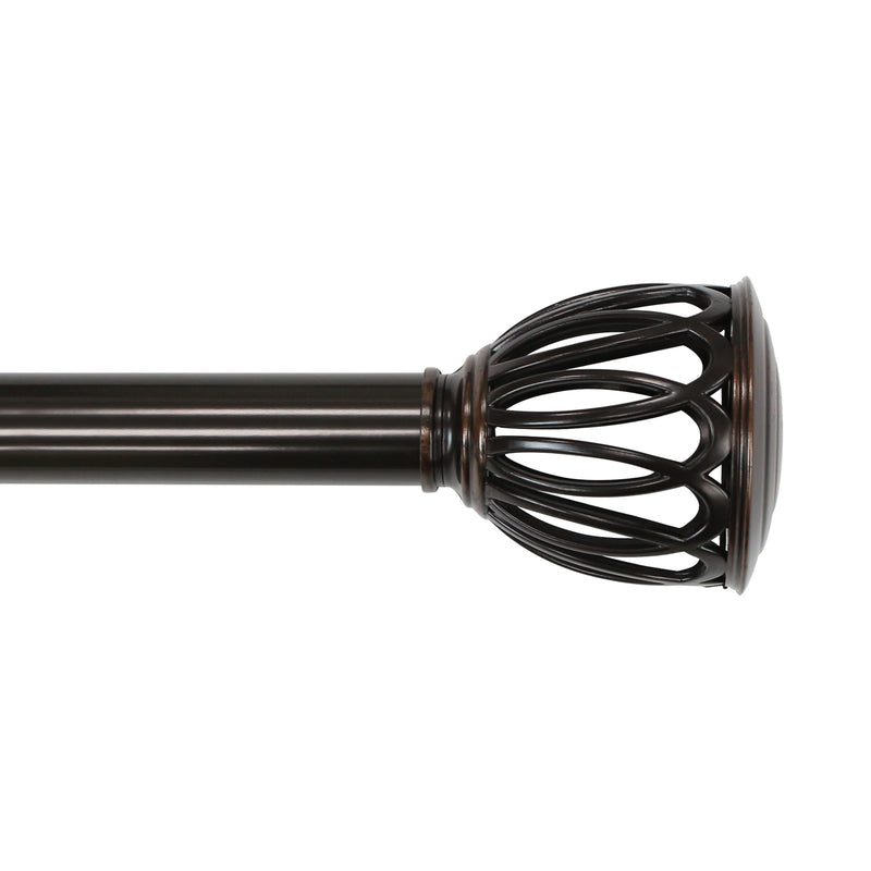 1" Drapery Single Curtain Rod Set with Cage Finials_Oil Rubbed Bronze