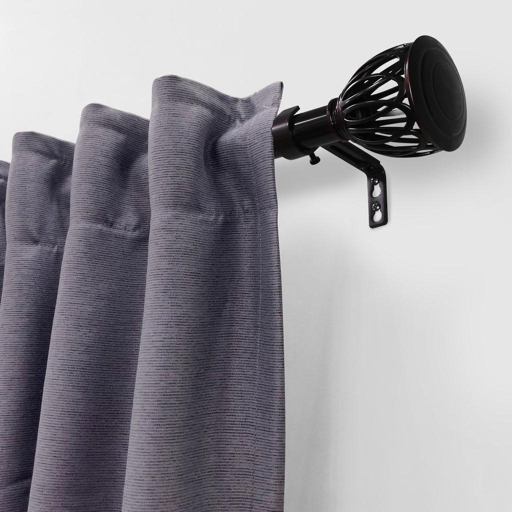 1" Drapery Single Curtain Rod Set with Cage Finials_Oil Rubbed Bronze