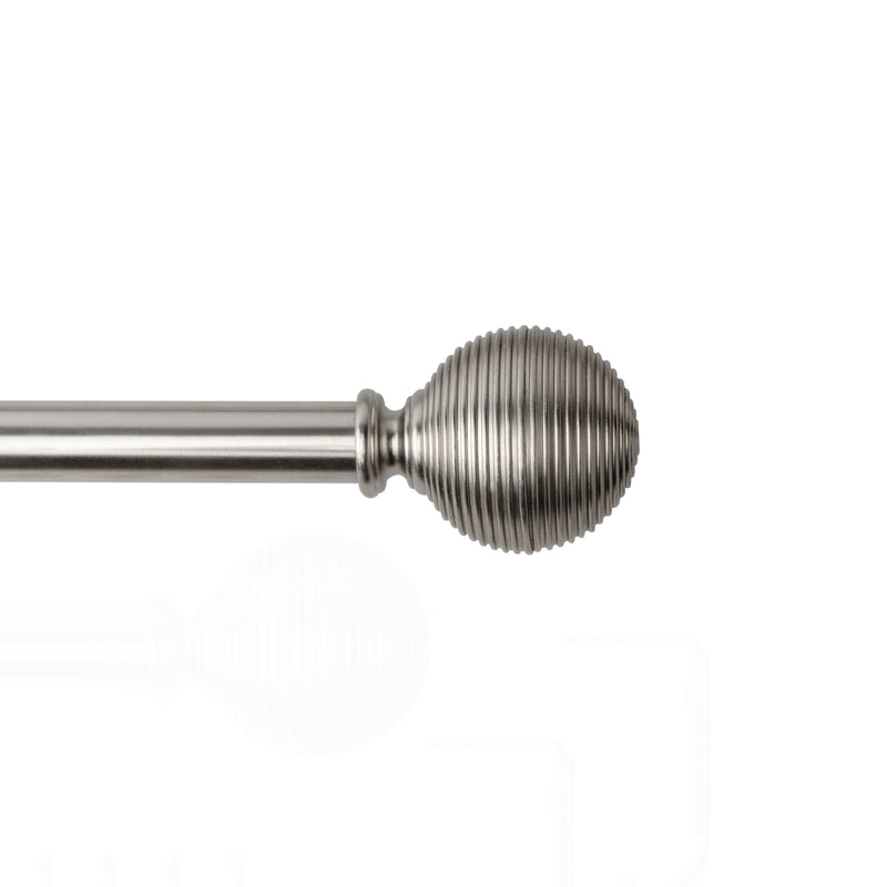 3/4" Drapery Single Curtain Rod Set with Lined Ball Finials_Brushed Nickel