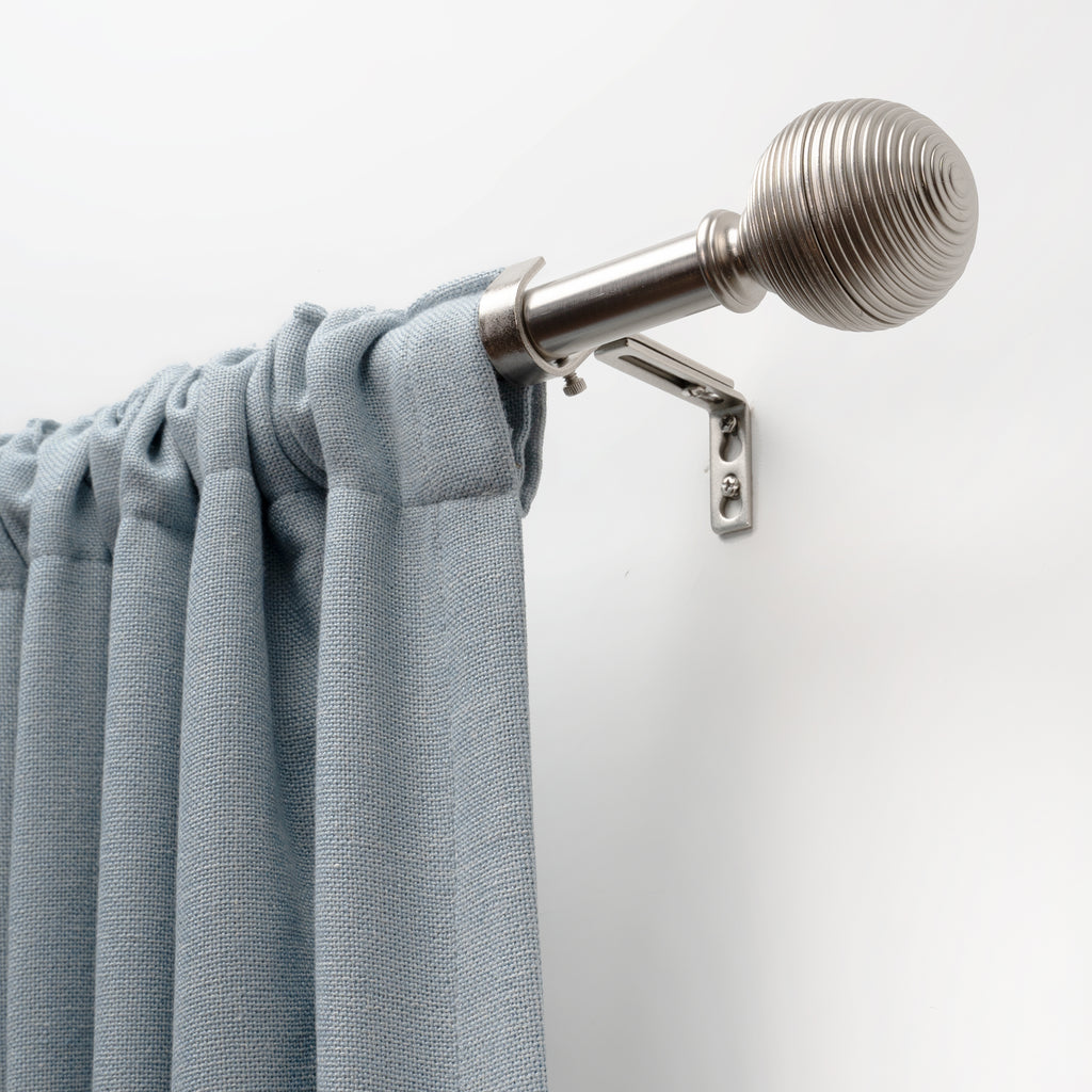 3/4" Drapery Single Curtain Rod Set with Lined Ball Finials_Brushed Nickel