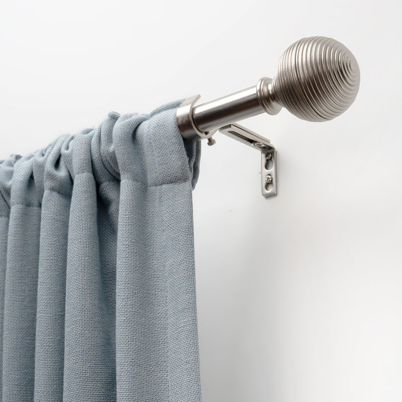 3/4" Drapery Single Curtain Rod Set with Lined Ball Finials_Brushed Nickel