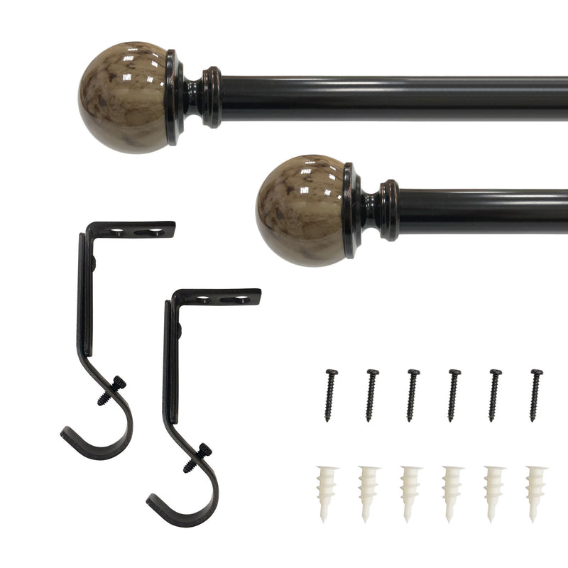 1" Single Curtain Rod Set with Marble Ball Finials_Oil Rubbed Bronze