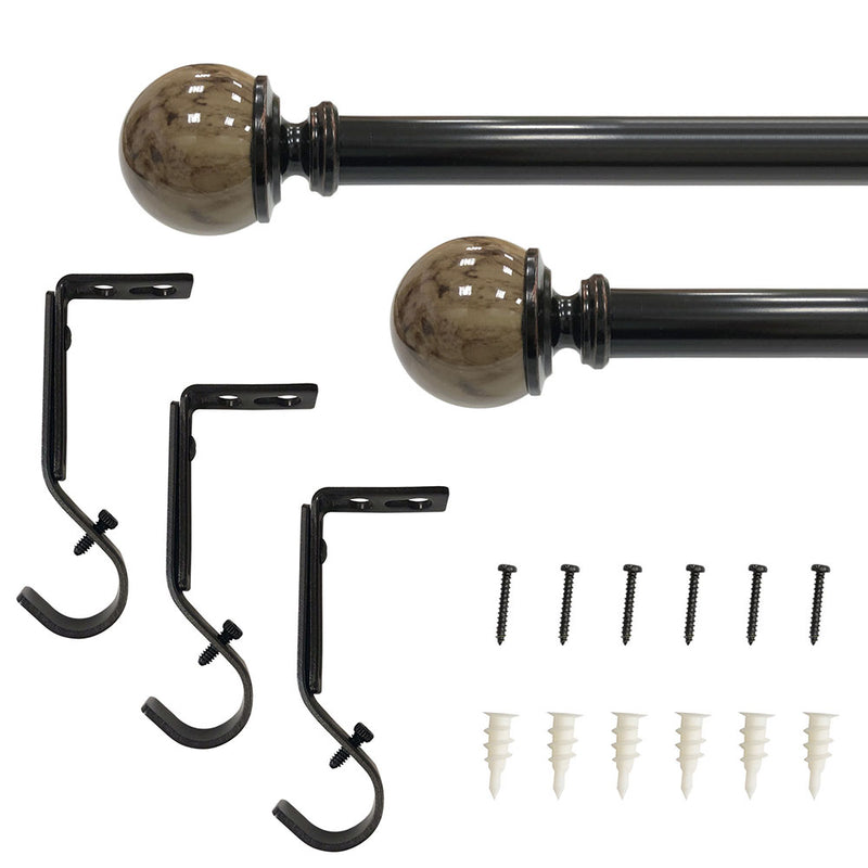 1" Single Curtain Rod Set with Marble Ball Finials_Oil Rubbed Bronze
