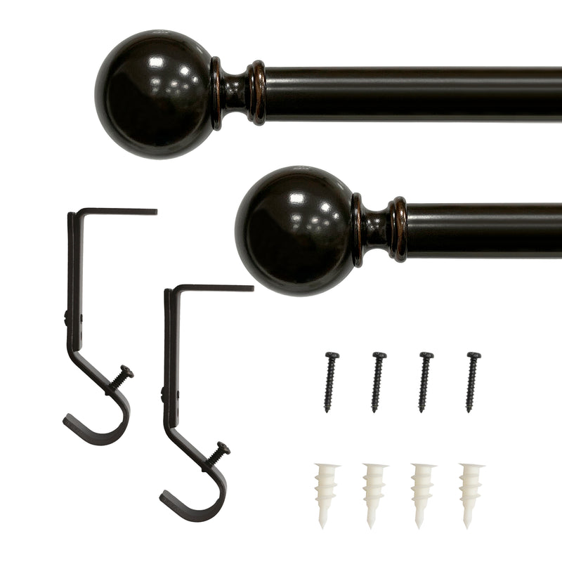 1" Drapery Single Curtain Rod Set with Ball finials_Oil Rubbed Bronze