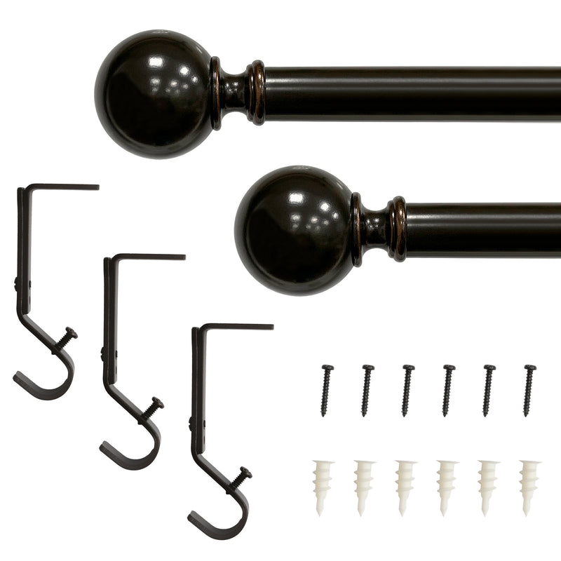 1" Drapery Single Curtain Rod Set with Ball finials_Oil Rubbed Bronze