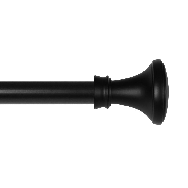 5/8" Drapery Single Curtain Rod Set Finials with Modern Trumpet finials_Matte Black