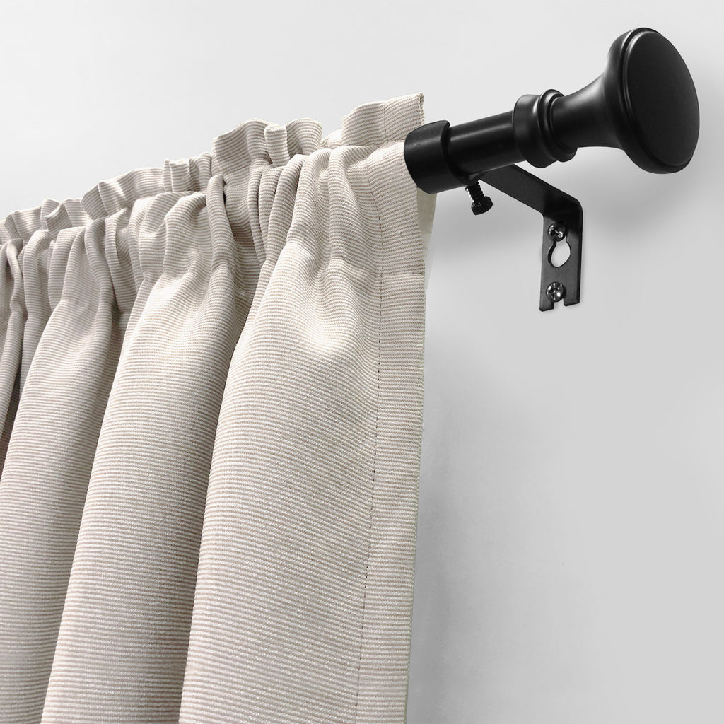 5/8" Drapery Single Curtain Rod Set Finials with Modern Trumpet finials_Matte Black