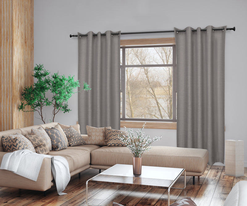 5/8" Drapery Single Curtain Rod Set Finials with Modern Trumpet finials_Matte Black