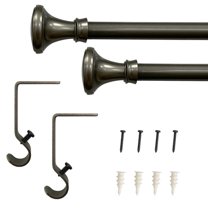 5/8" Drapery Single Curtain Rod Set Finials with Modern Trumpet finials_Pewter