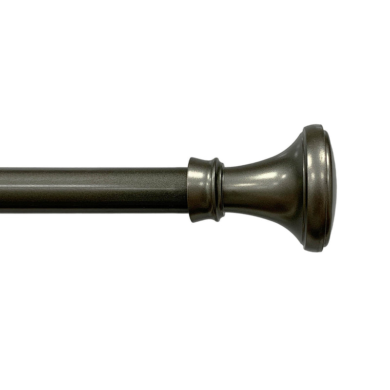 5/8" Drapery Single Curtain Rod Set Finials with Modern Trumpet finials_Pewter