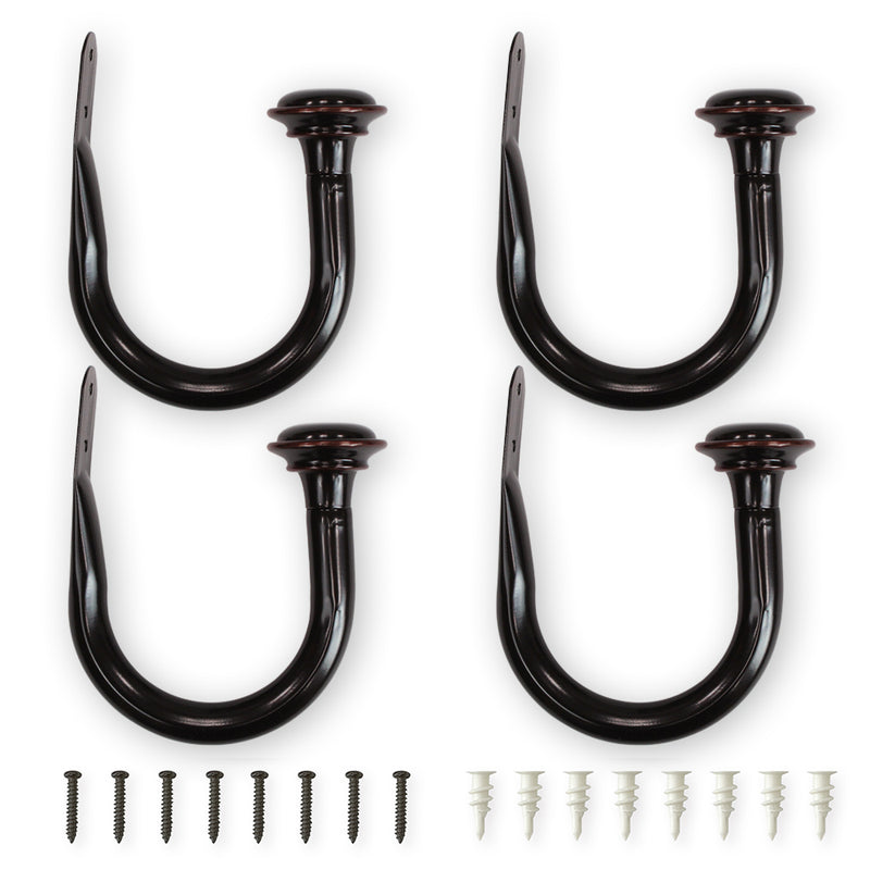 Set of 4 (5/8 in. dia.) Drapery Curtain Holdbacks Brushed Nickel/Oil Rubbed Bronze
