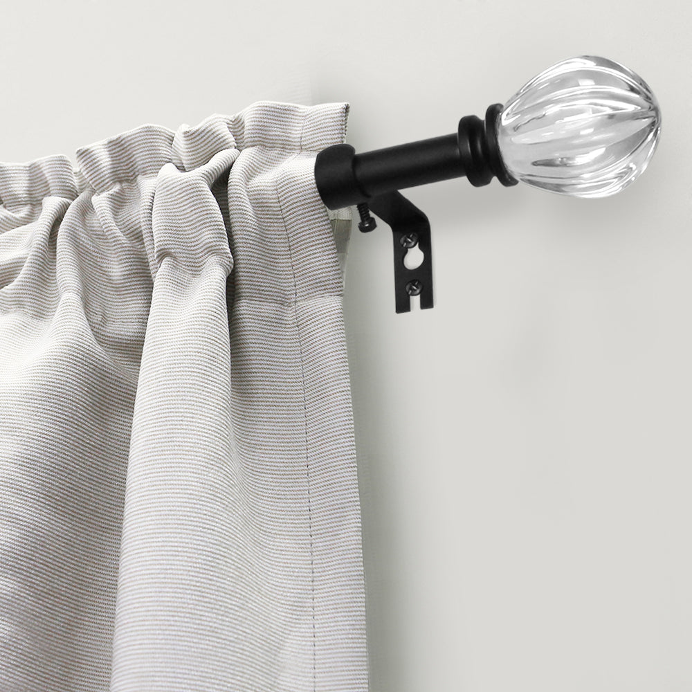 5/8" Drapery 28"-48" Single Curtain Rod Set with Acrylic Pumpkin Finials_Matte Black