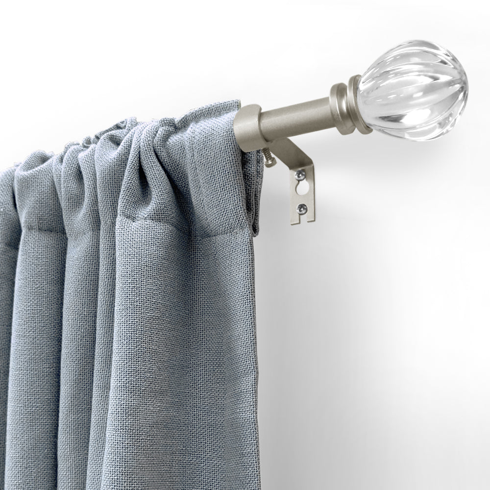 5/8" Drapery 28"-48" Single Curtain Rod Set with Acrylic Pumpkin Finials_Silver