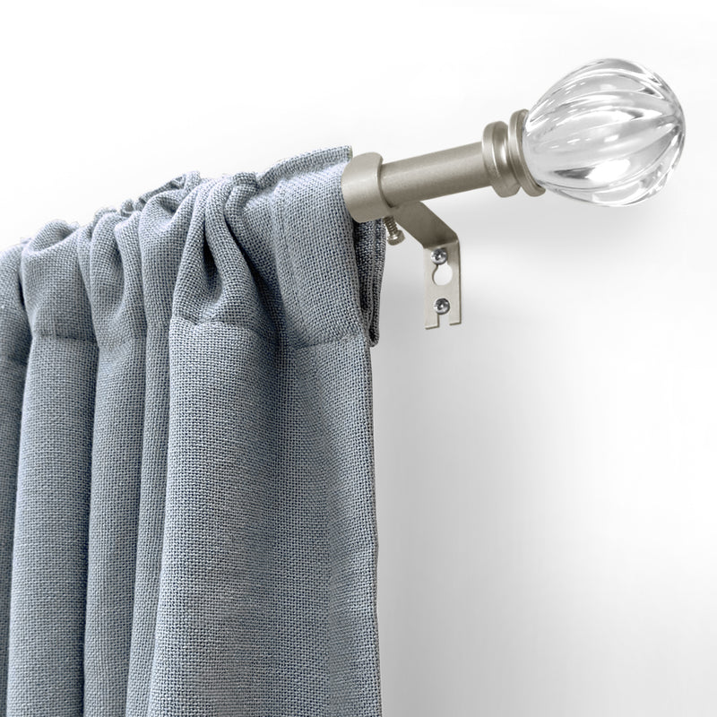 5/8" Drapery 28"-48" Single Curtain Rod Set with Acrylic Pumpkin Finials_Silver