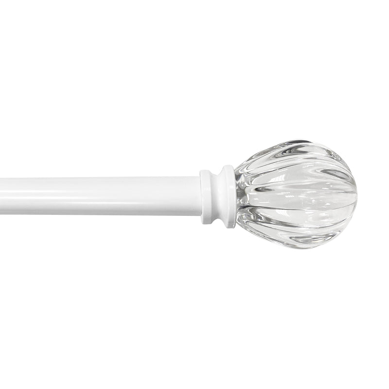 5/8" Drapery Single Curtain Rod Set with Acrylic Pumpkin Finials_White