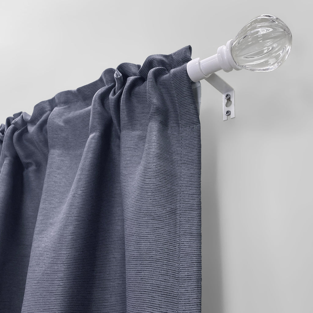 5/8" Drapery Single Curtain Rod Set with Acrylic Pumpkin Finials_White