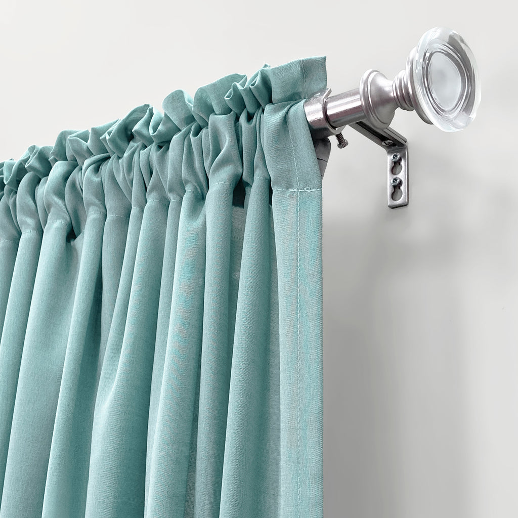 3/4" Drapery Single Curtain Rod Set with Crystal Knob finials_Brushed Nickel/Matte Black
