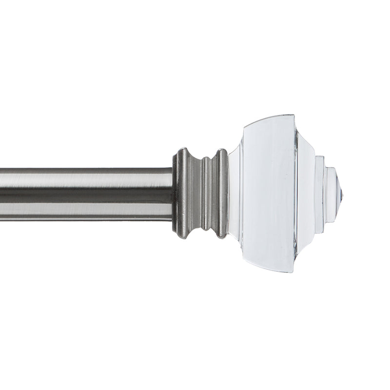 1" Single Curtain Rod Set with Crystal Square Finials_Brushed Nickel