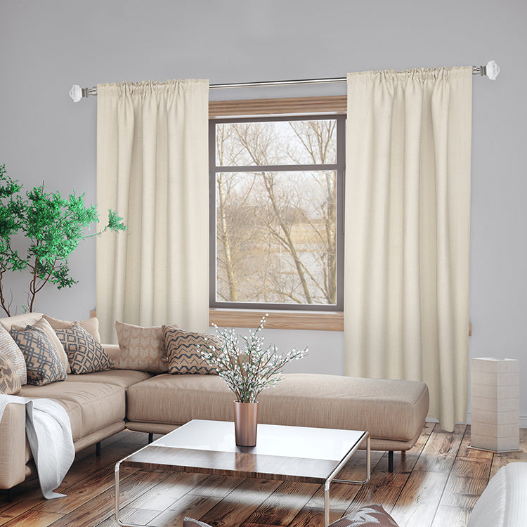 1" Single Curtain Rod Set with Crystal Square Finials_Brushed Nickel
