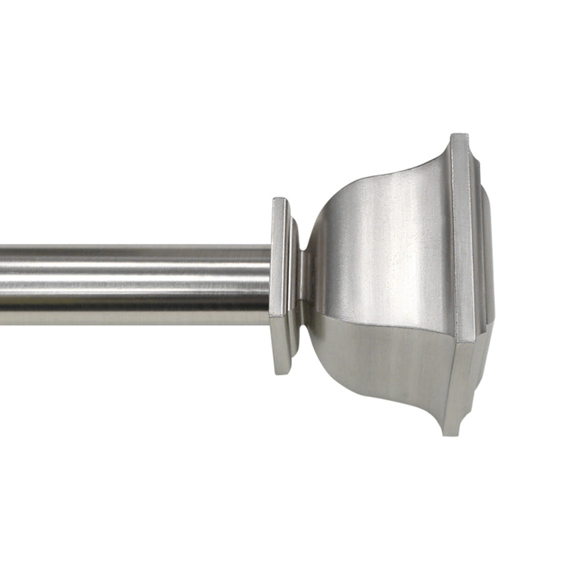 Telescoping 1" Dia. Single Curtain Rod in Brushed Nickel with Classic Square finials
