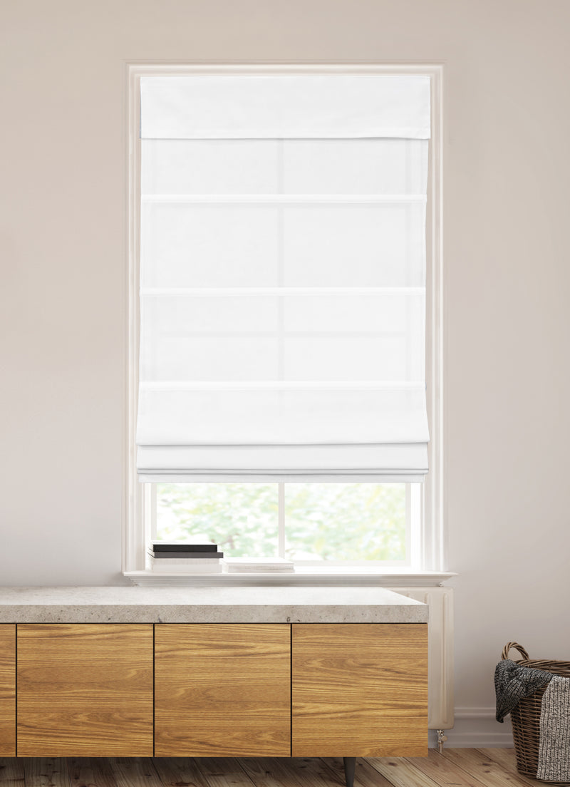 Cordless Light Filtering Roman Shade in White