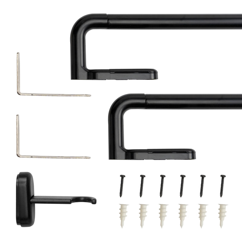 3/4" Adjustable Single Curtain Rod Set with Wrap Around Finial_Black