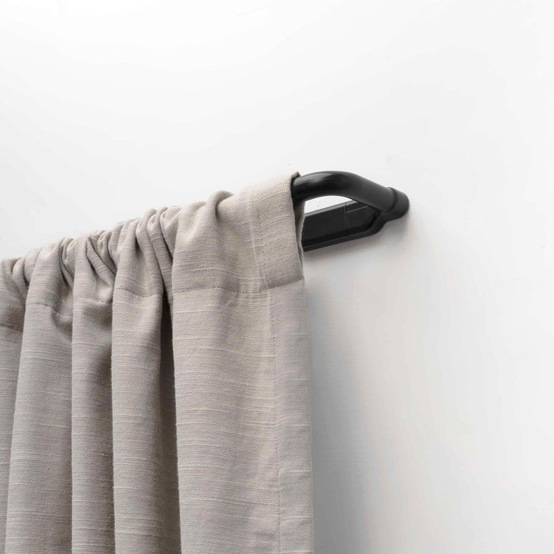 3/4" Adjustable Single Curtain Rod Set with Wrap Around Finial_Black