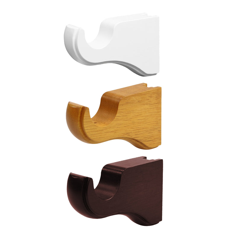 Wood Single Curtain Rod Bracket in White/Heritage Oak/Mahogany for 1-3/8 in. pole