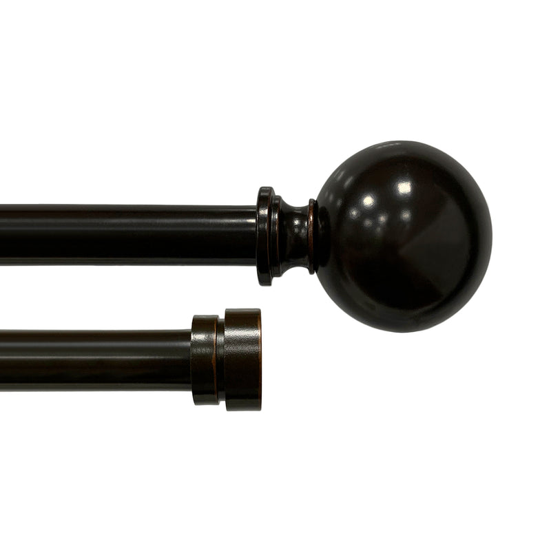 3/4" & 5/8" Drapery Double Curtain Rod Set with ball finials_Oil Rubbed Bronze