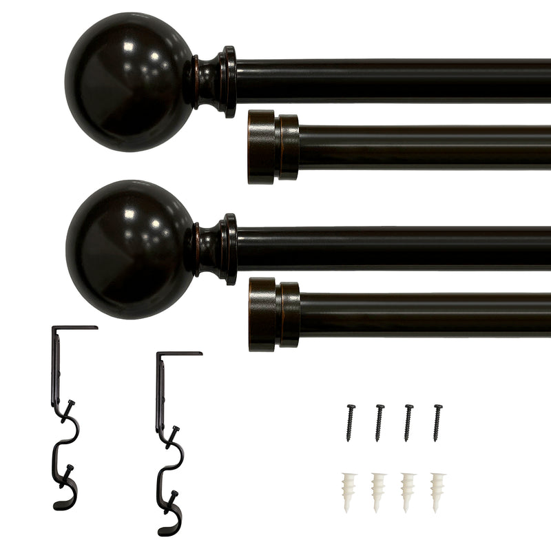 3/4" & 5/8" Drapery Double Curtain Rod Set with ball finials_Oil Rubbed Bronze