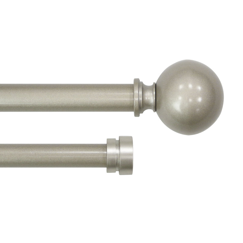 3/4" & 5/8" Drapery 42"-120" Double Curtain Rod Set with ball finials_Silver