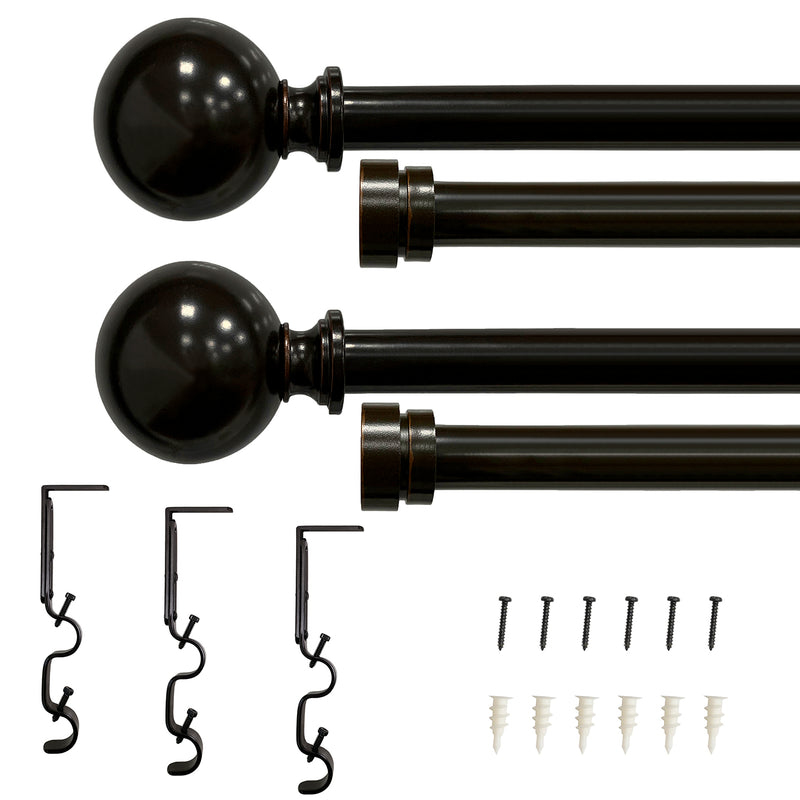 3/4" & 5/8" Drapery Double Curtain Rod Set with ball finials_Oil Rubbed Bronze