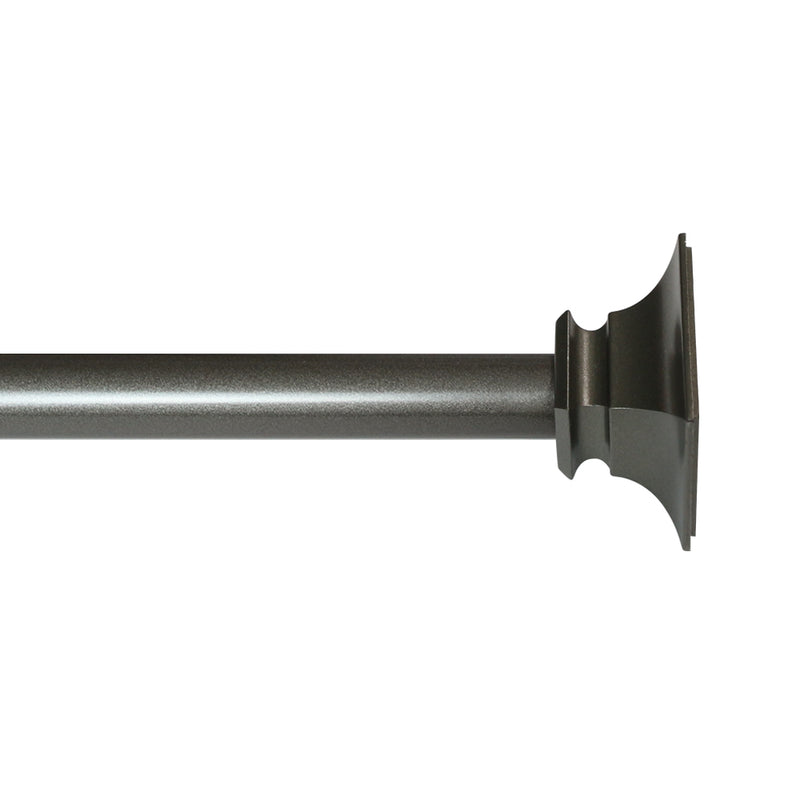 5/8" Drapery 48"-84" Single Curtain Rod Set with Traditional Flat Square Finials_Dark Grey
