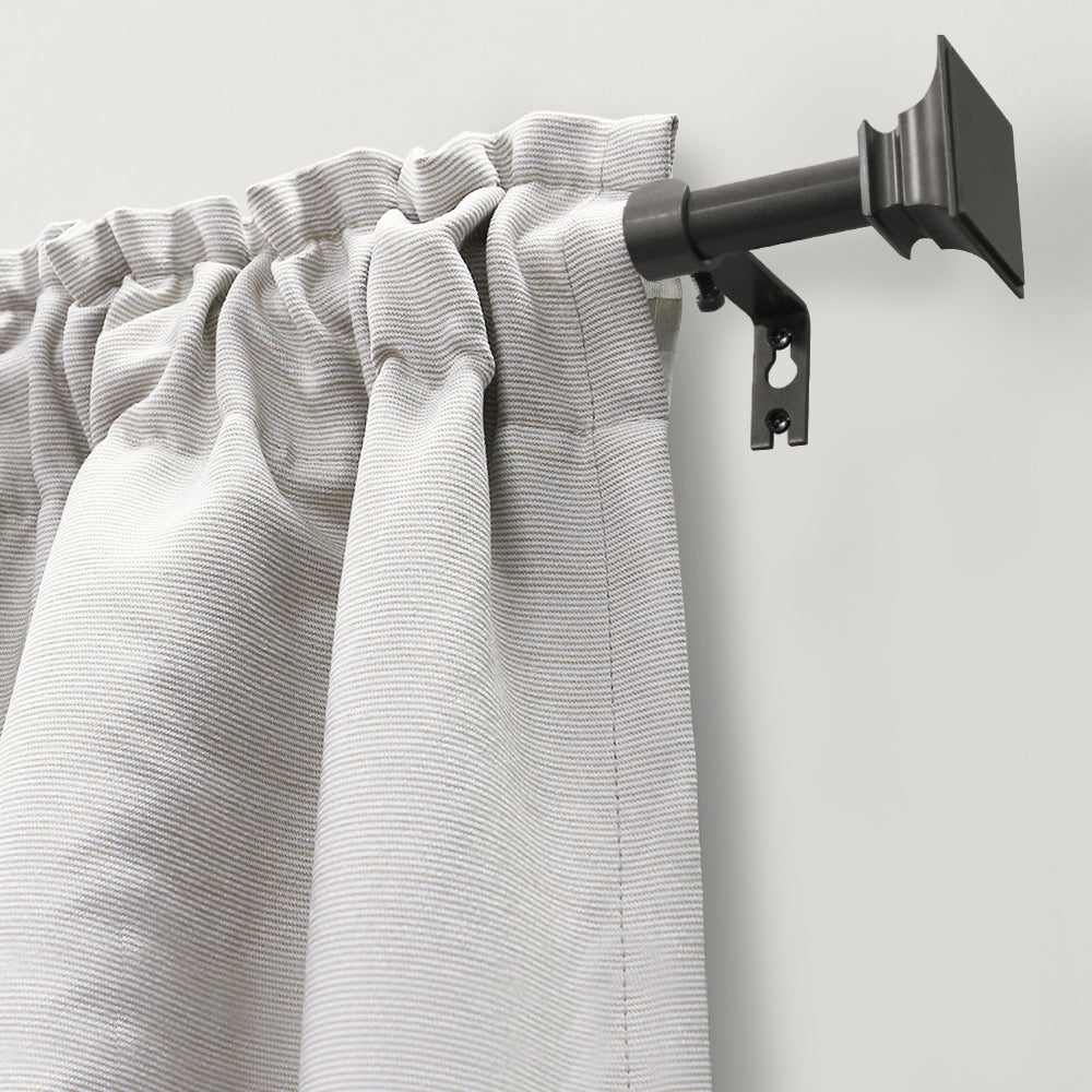 5/8" Drapery 48"-84" Single Curtain Rod Set with Traditional Flat Square Finials_Dark Grey