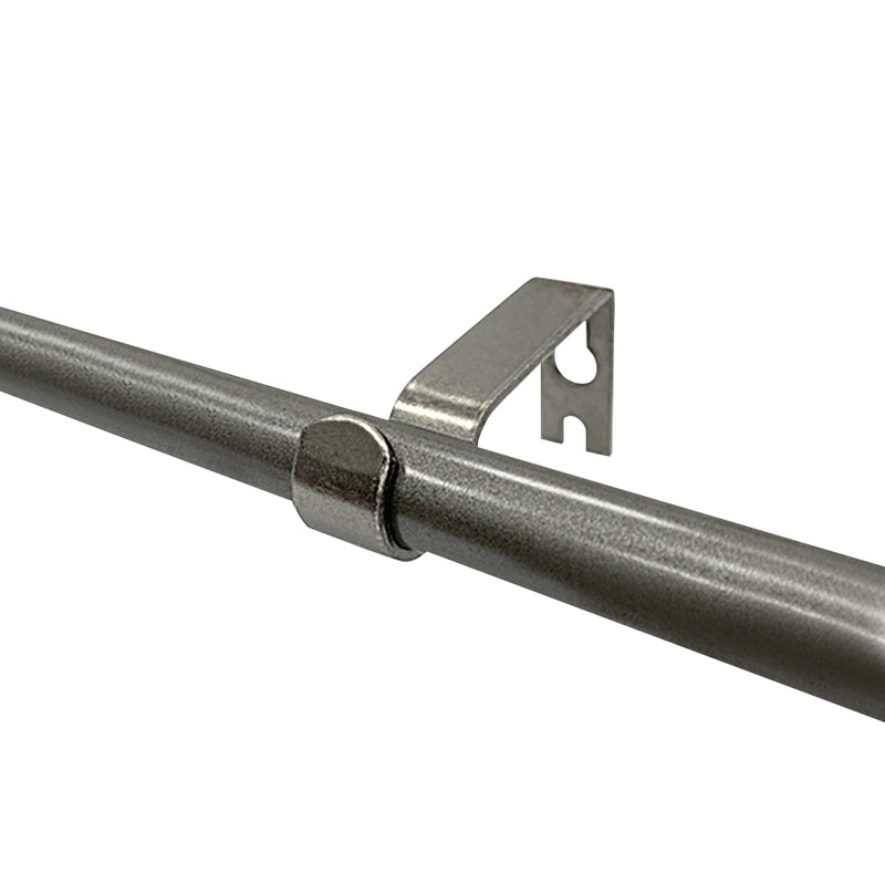 5/8" Drapery 48"-84" Single Curtain Rod Set with Traditional Flat Square Finials_Dark Grey