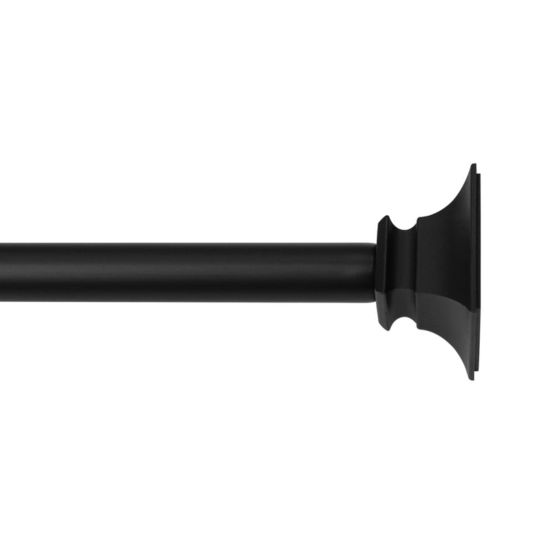 5/8" Drapery 48"-84" Single Curtain Rod Set with Traditional Flat Square Finials_Matte Black