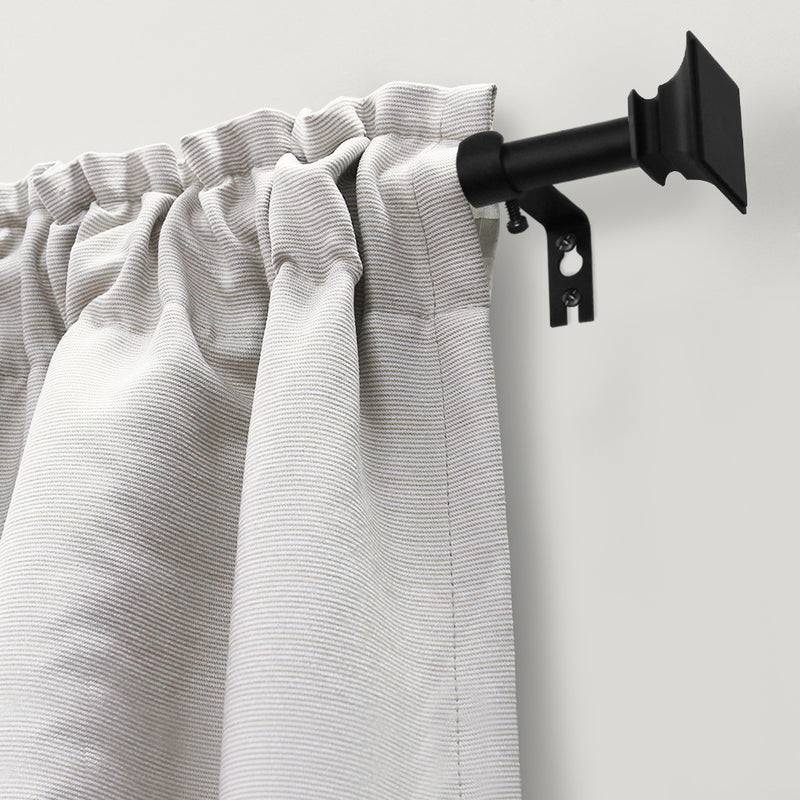 5/8" Drapery 48"-84" Single Curtain Rod Set with Traditional Flat Square Finials_Matte Black