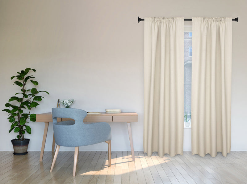 5/8" Drapery 48"-84" Single Curtain Rod Set with Traditional Flat Square Finials_Matte Black