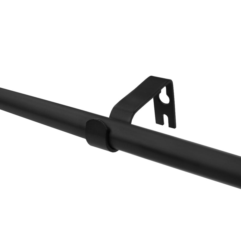5/8" Drapery 48"-84" Single Curtain Rod Set with Traditional Flat Square Finials_Matte Black