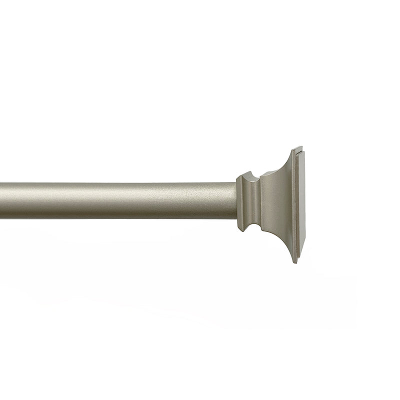 5/8" Drapery Single Curtain Rod Set with Traditional Flat Square Finials_Silver