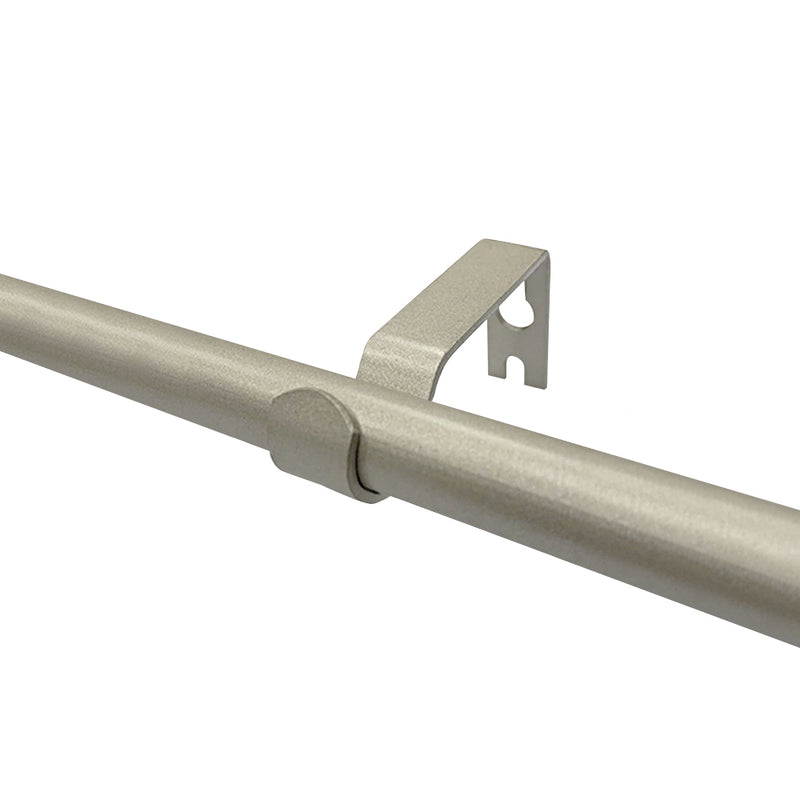 5/8" Drapery Single Curtain Rod Set with Traditional Flat Square Finials_Silver