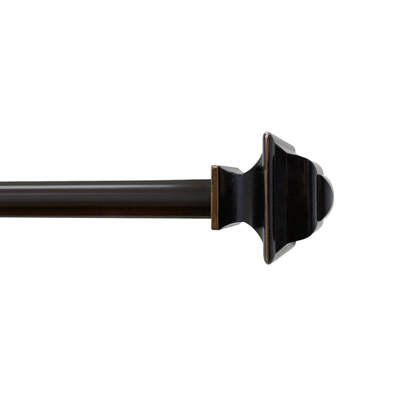 5/8" Drapery Single Curtain Rod Set with traditional Finials_Brown