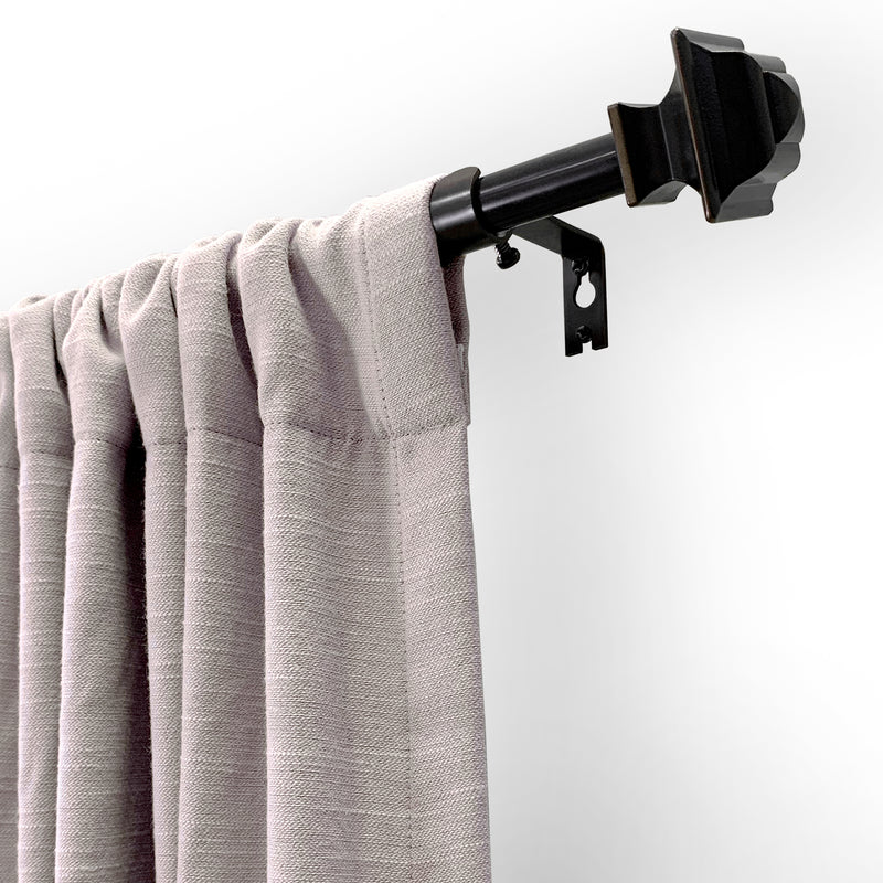 5/8" Drapery Single Curtain Rod Set with traditional Finials_Brown