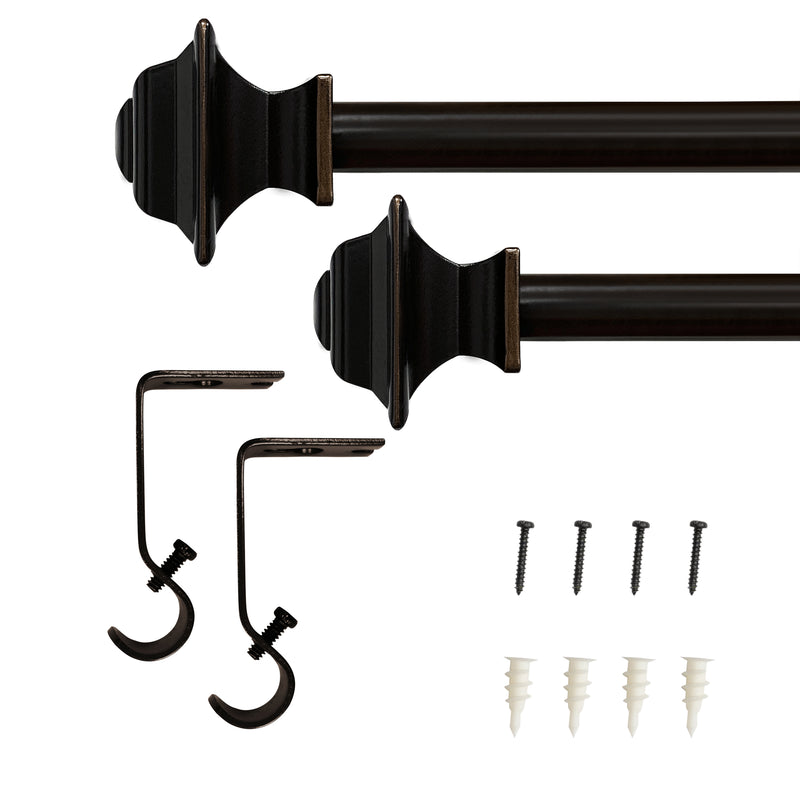 5/8" Drapery Single Curtain Rod Set with traditional Finials_Brown