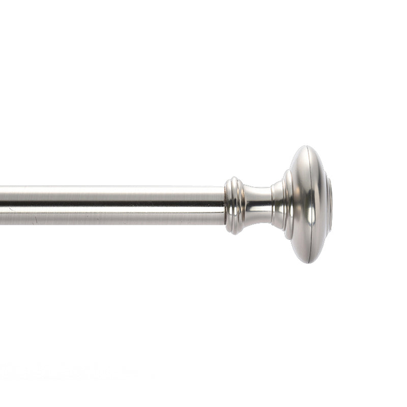 1" Drapery Single Curtain Rod Set with Traditional Finials _Brushed Nickel