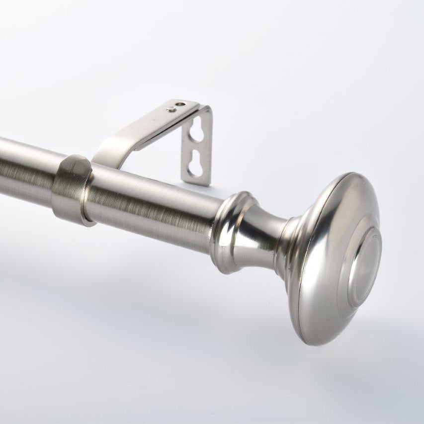 1" Drapery Single Curtain Rod Set with Traditional Finials _Brushed Nickel