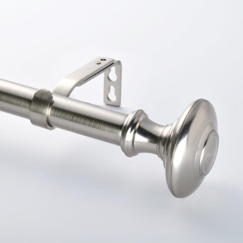 1" Drapery Single Curtain Rod Set with Traditional Finials _Brushed Nickel