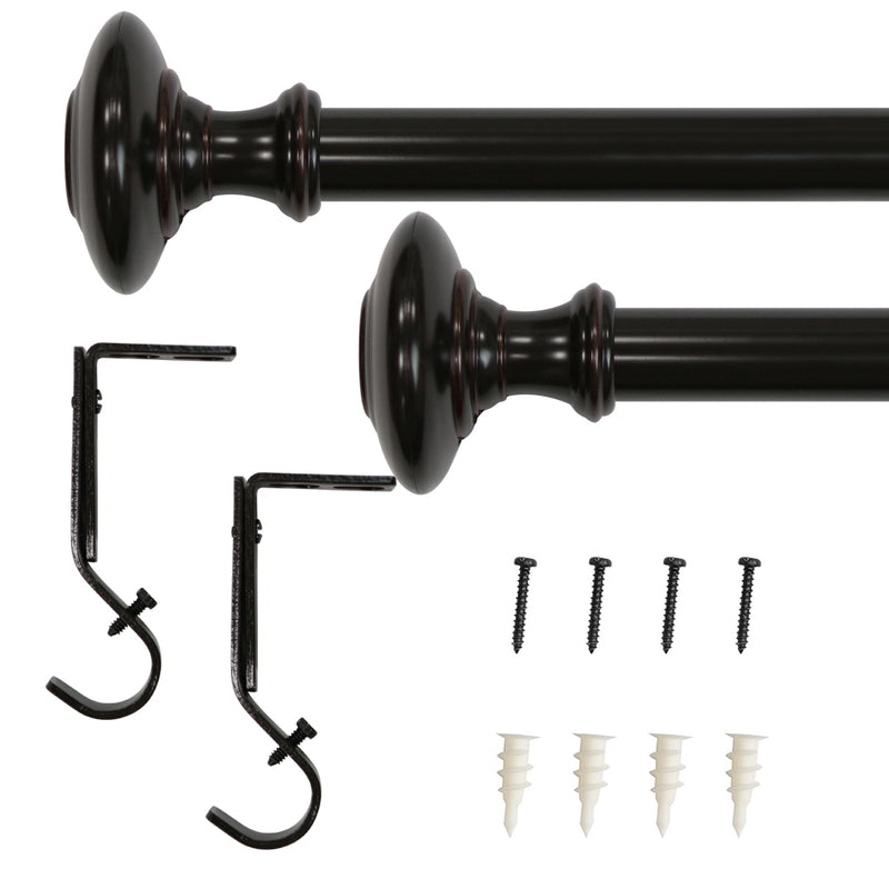 1" dia. Drapery Single Curtain Rod Set with Traditional Finials _Oil Rubbed Bronze