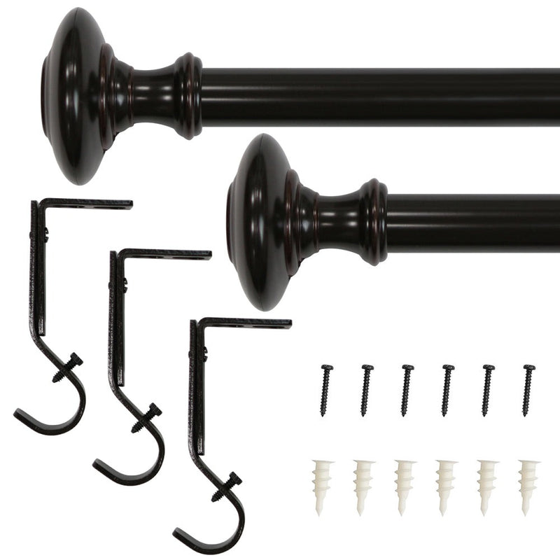 1" dia. Drapery Single Curtain Rod Set with Traditional Finials _Oil Rubbed Bronze