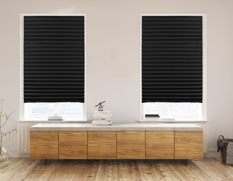 Cut-to-size Cordless Blackout PAPER Temporary Pleated Shades_Black_6 pks